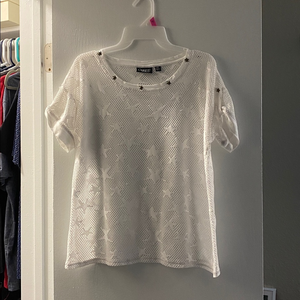 Kohl's White Knit Top with Star Accents